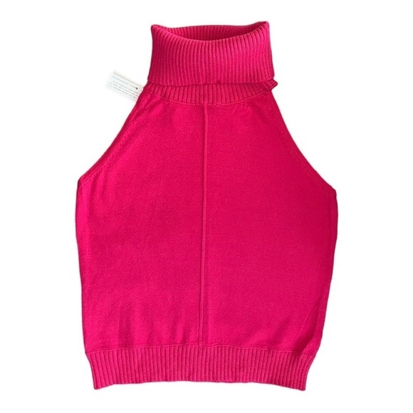 NEW Central Park West Fuchsia Turtleneck Top Ambrose Sleeveless Sweater Pink S - Picture 2 of 6